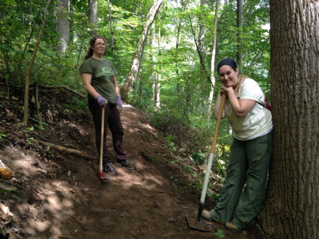 SiP volunteers take a well-earned break at Rhododendron Cove