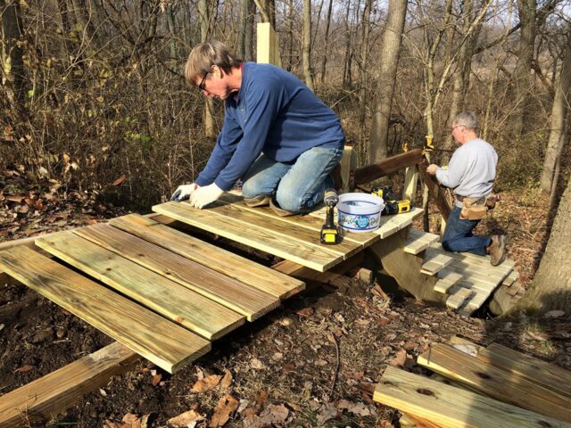 Chuck and Al Blyth Laying the Deck at Calamus 12-18-17 - Photo Tom Sheley