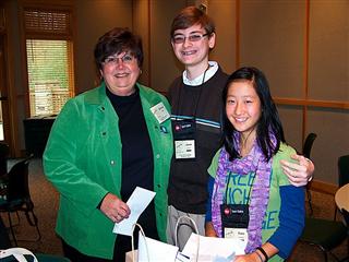 OYBC advisor Darlene Sillick with presenters Jacob Stinnett and Clare Jusdanis