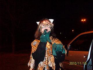 Gerry dons her owl costume 